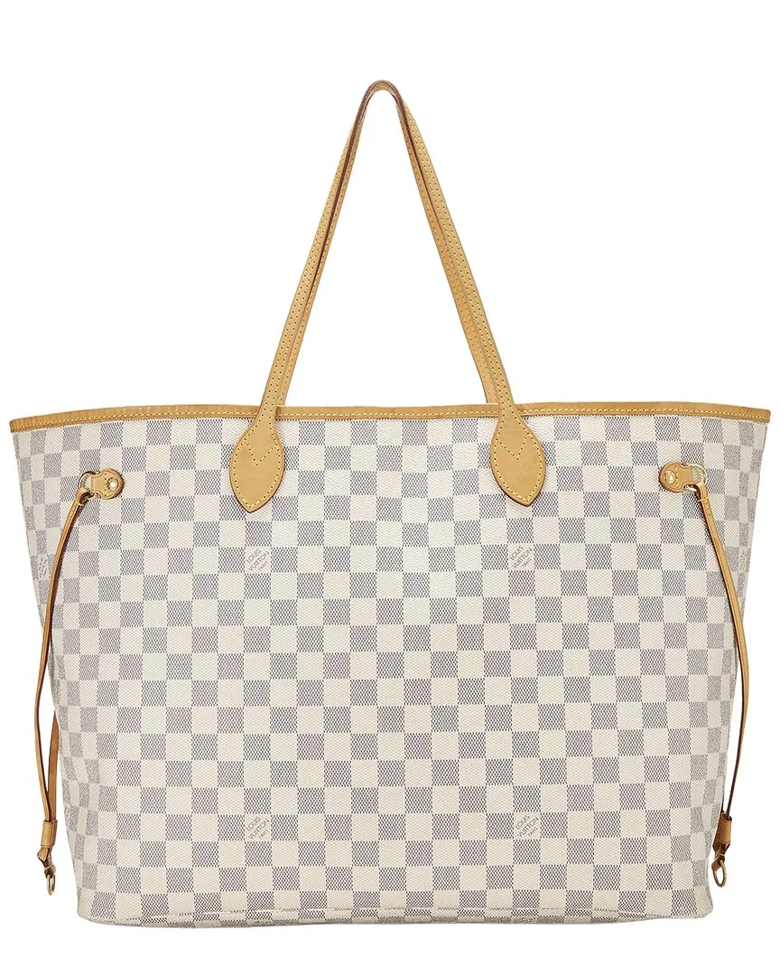 White Damier Azur Coated Canvas Neverfull No Pouch Gm (authentic Pre-Loved) by Louis Vuitton