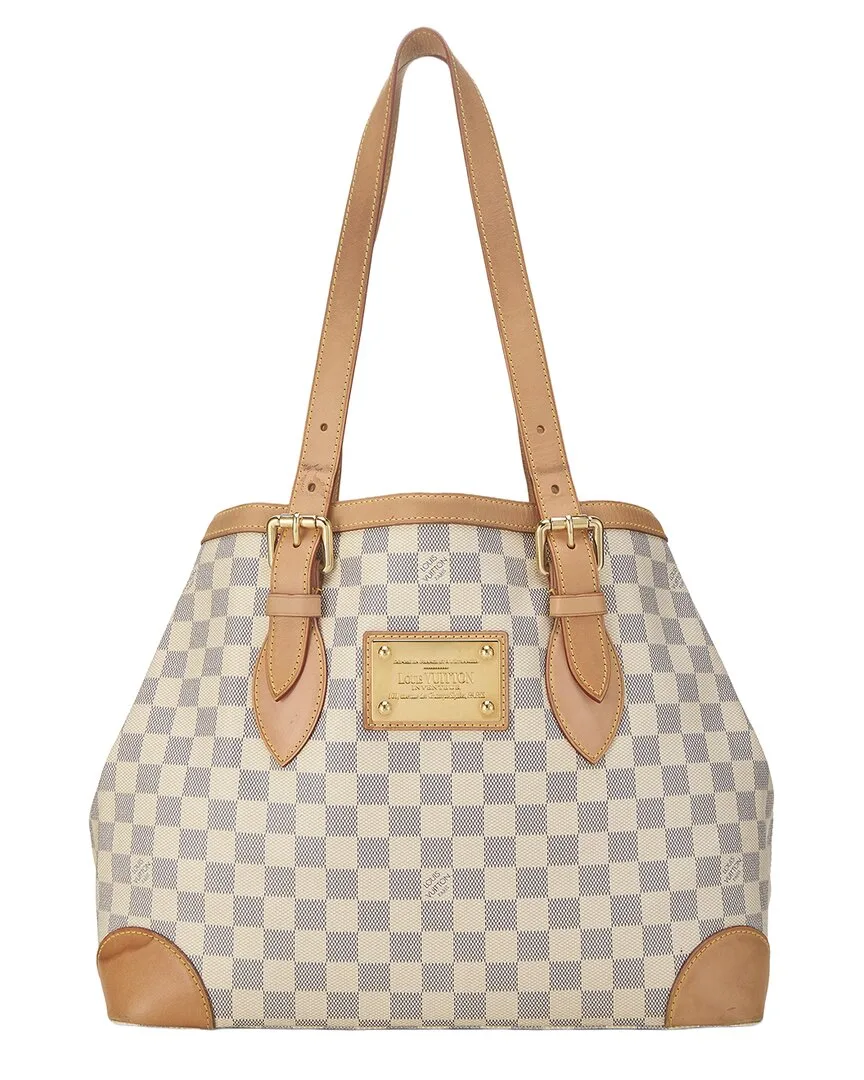 White Damier Azur Coated Canvas Hampstead mm (authentic Pre-Loved) by Louis Vuitton