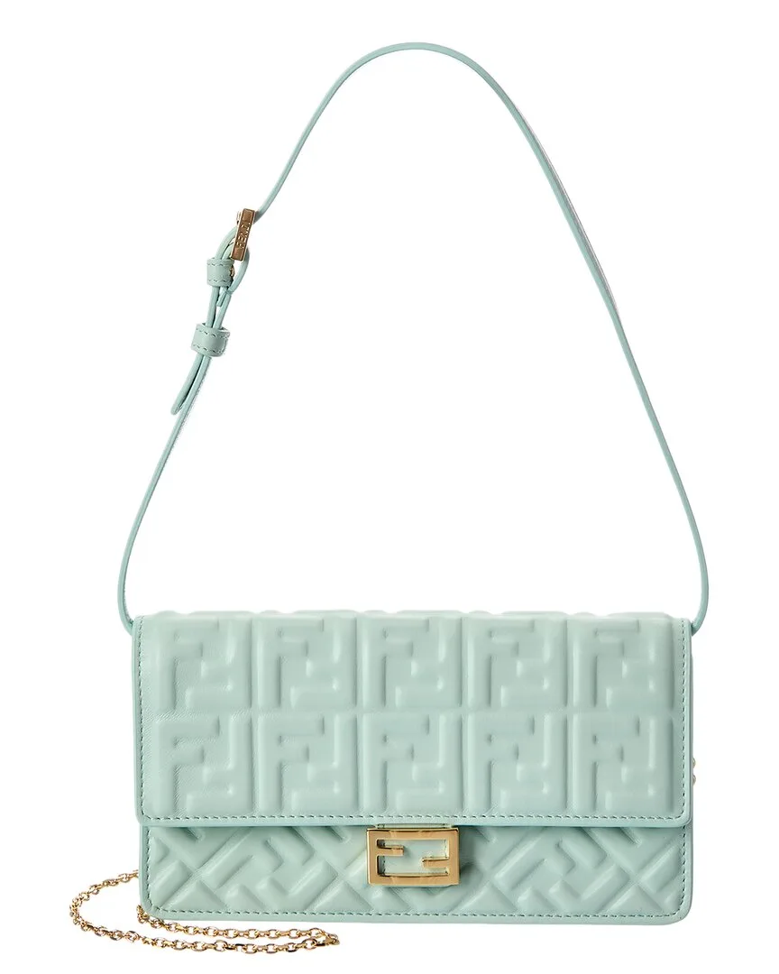 Baguette Ff Leather Wallet on Chain by FENDI