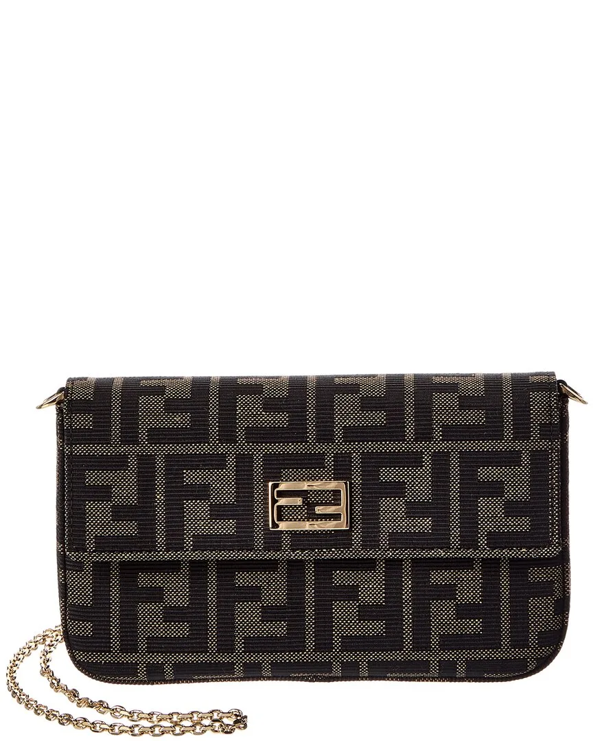 Tube Ff Jacquard & Leather Compact Wallet on Chain by FENDI