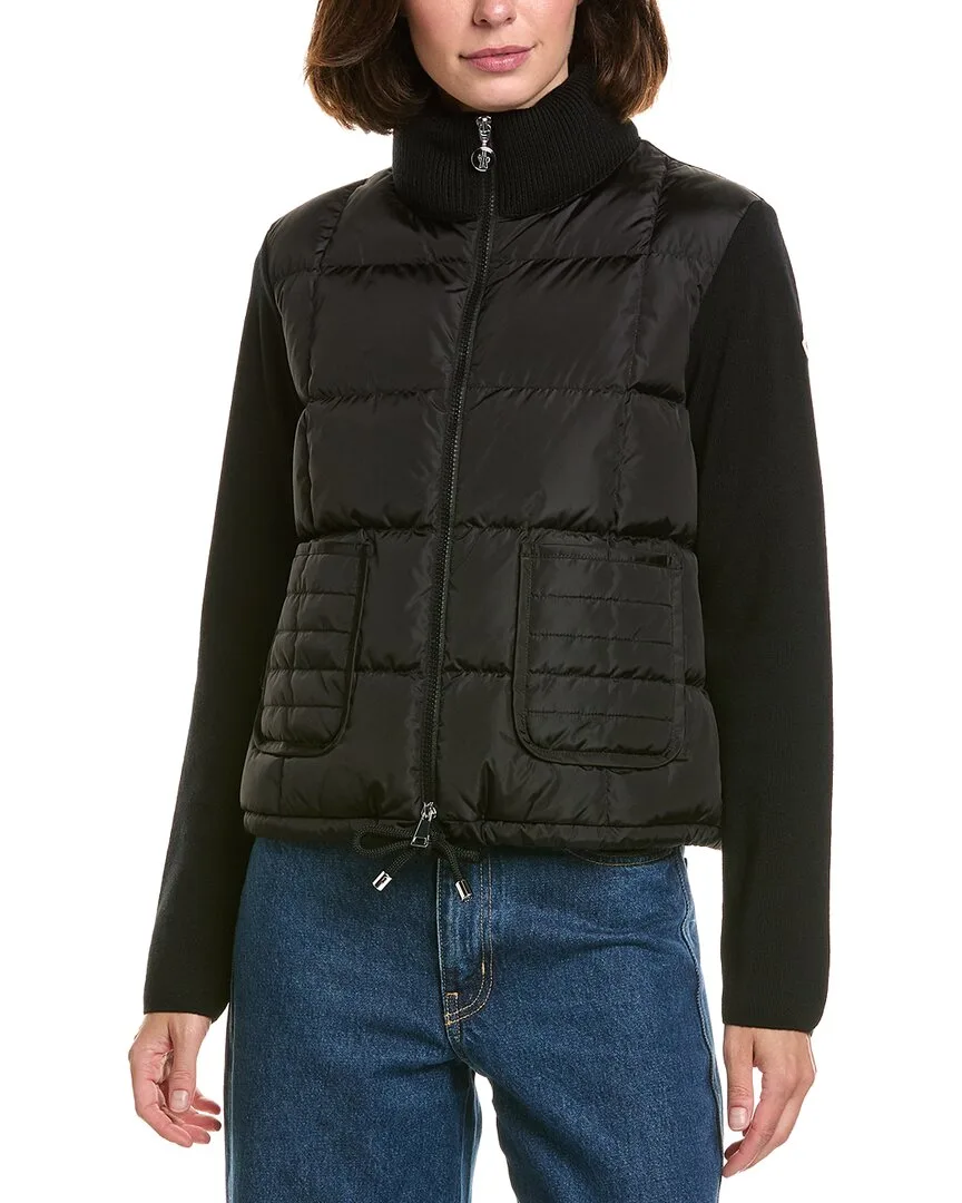 Down Wool-Trim Jacket by Moncler