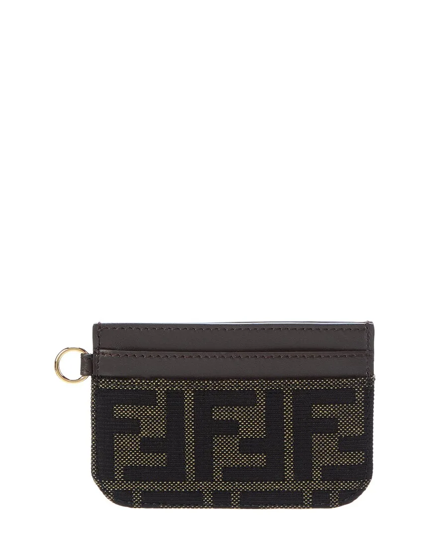 Ff Jacquard & Leather Card Case by FENDI
