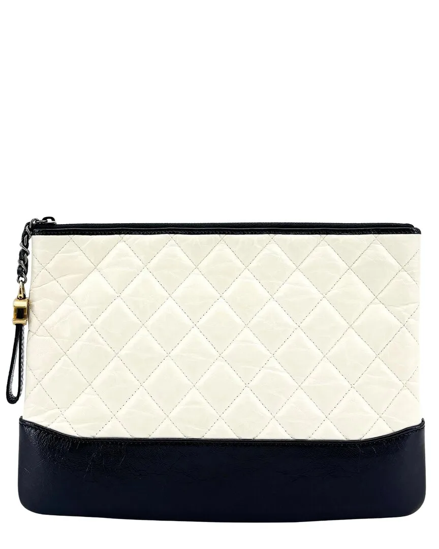 Calfskin Leather Gabrielle O-Case Pouch Medium (authentic Pre-Loved) by CHANEL