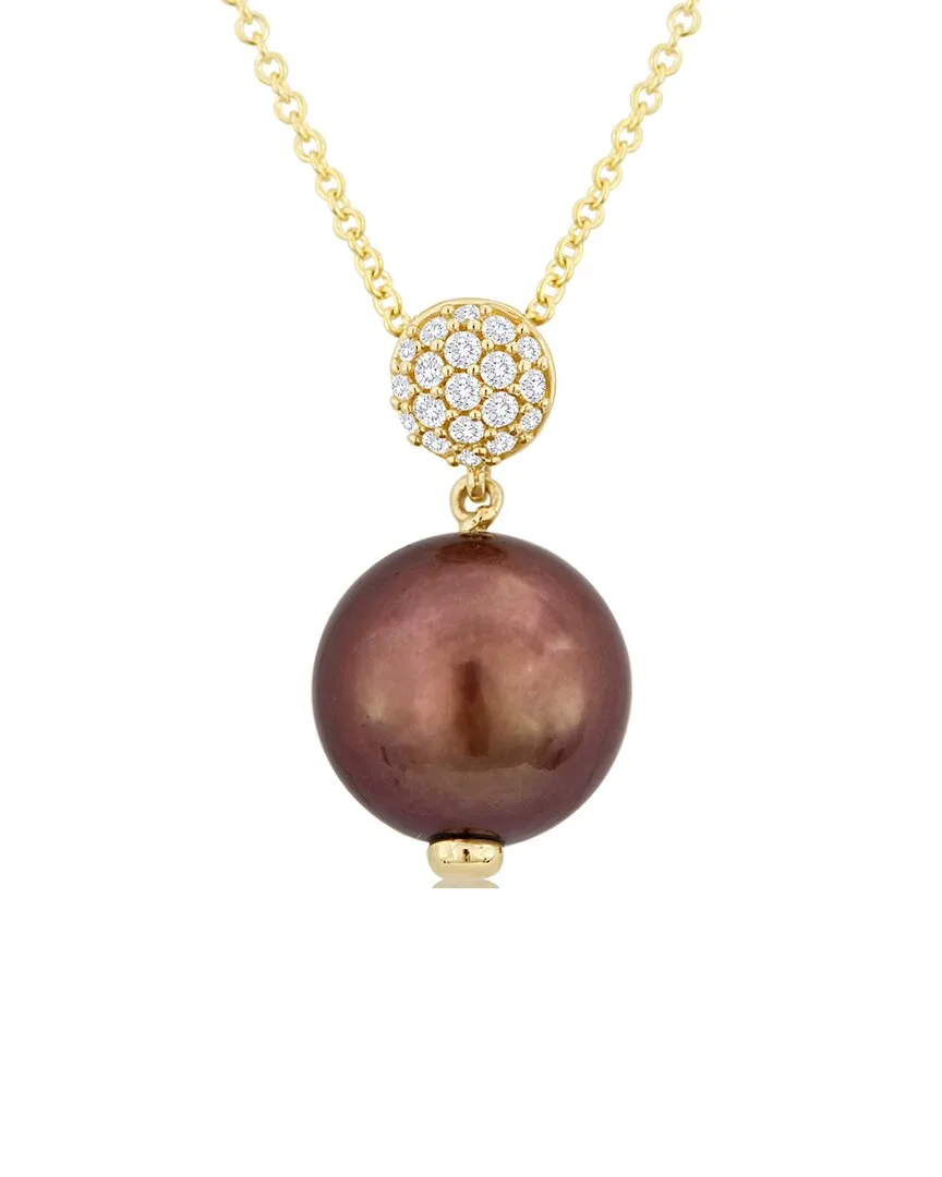 Grand Sample Sale 14K Honey Gold 0.11 ct. tw. Diamond 10-11Mm Pearl Necklace by Le Vian