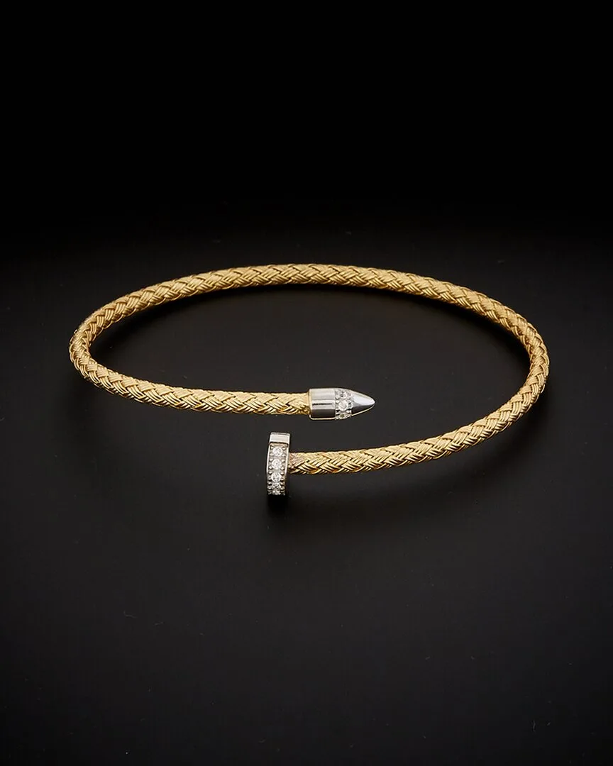 18K Over Silver 0.08 ct. tw. Diamond Bangle Bracelet by Meshmerise