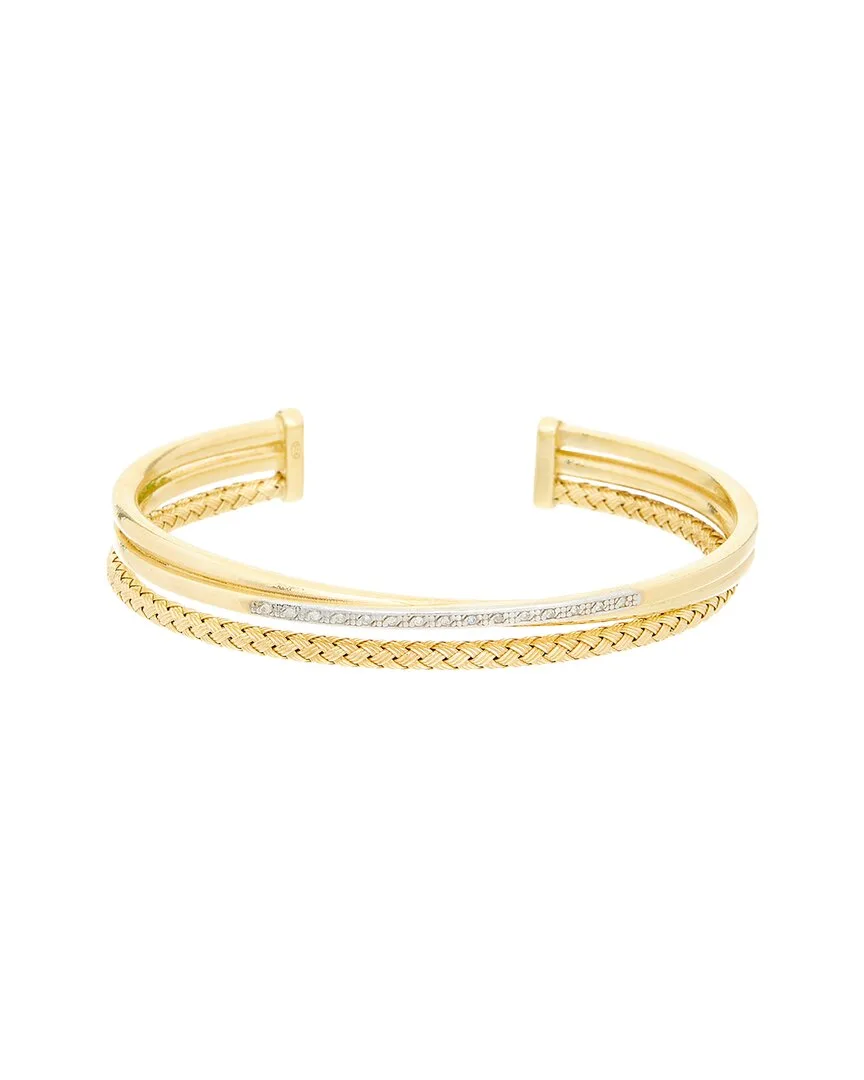 0.07 ct. tw. Diamond 18K Gold Over Silver Bangle Bracelet