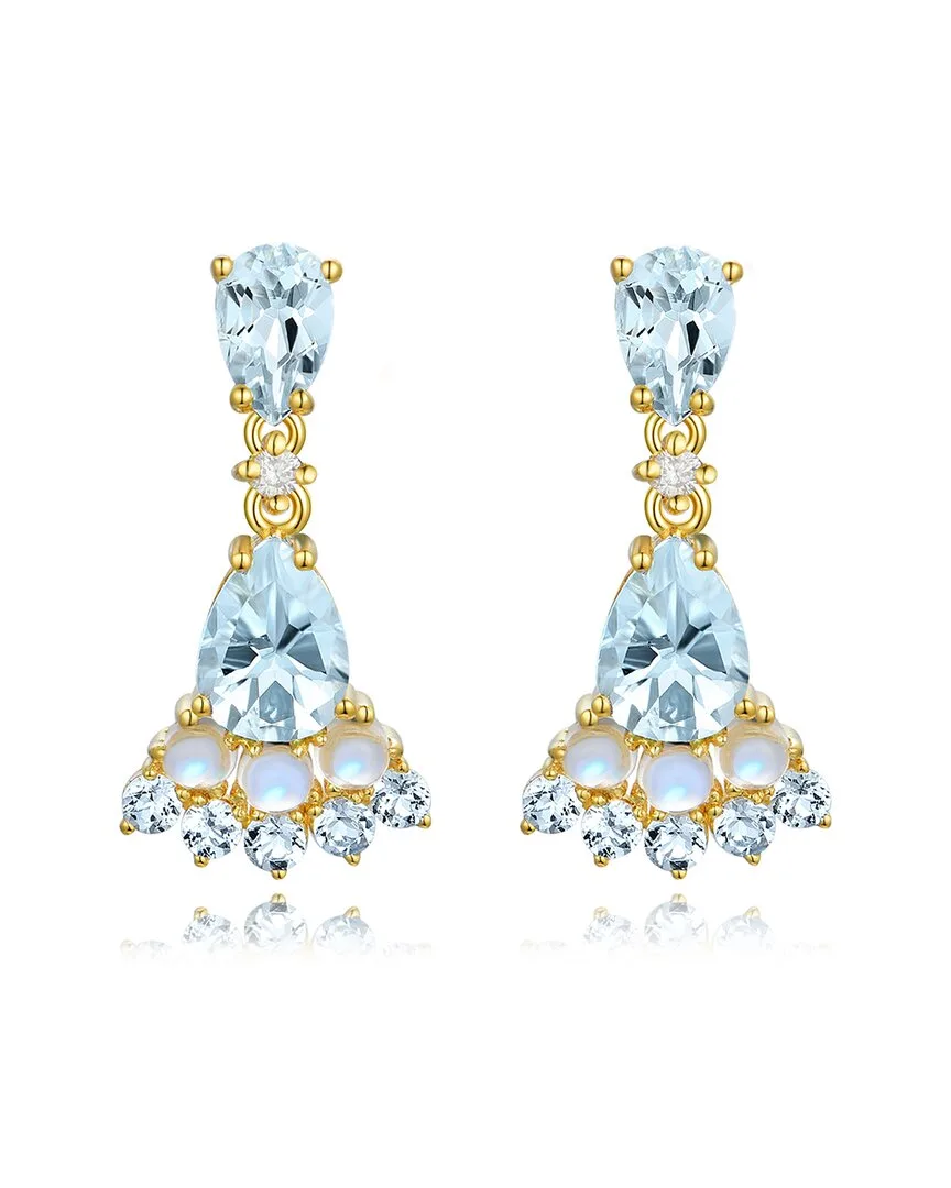 Nina Zhou Jewelry 14K 2.74 ct. tw. Diamond & Aquamarine, Moonstone Drop Earrings