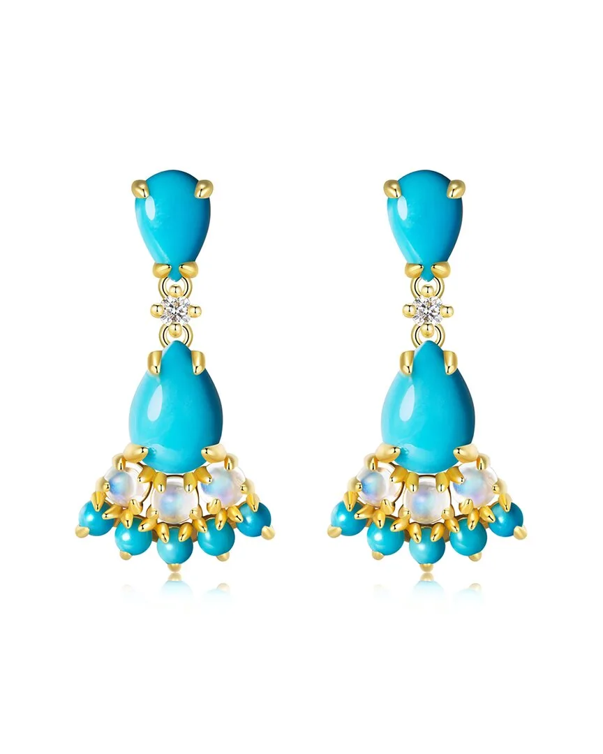 Nina Zhou Jewelry 14K 3.14 ct. tw. Diamond & Turquoise, Moonstone Drop Earrings by Nina