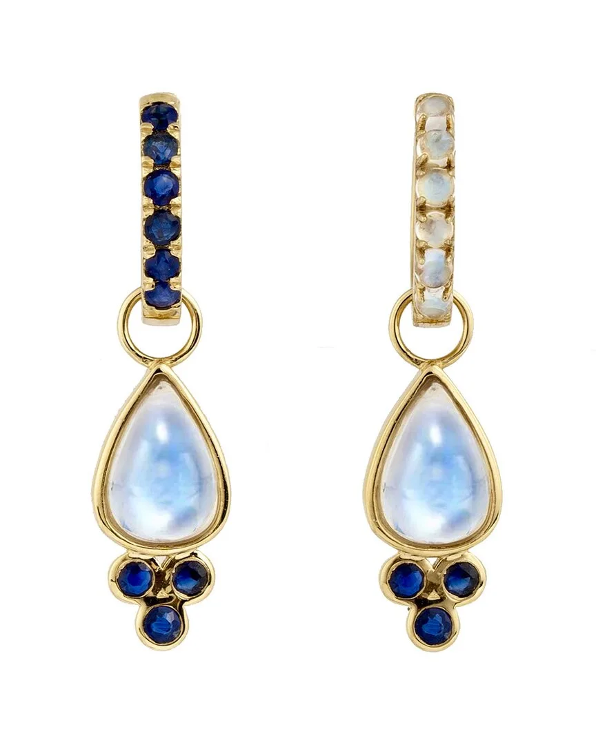 Nina Zhou Jewelry 14K 4.30 ct. tw. Moonstone, Sapphire Hoop Earrings by Nina