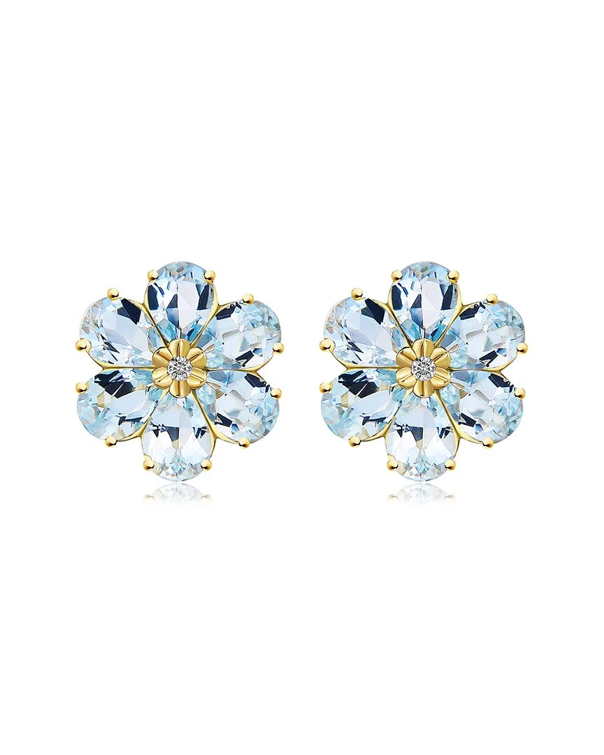 Nina Zhou Jewelry 14K 7.85 ct. tw. Diamond & Aquamarine Stud Earrings