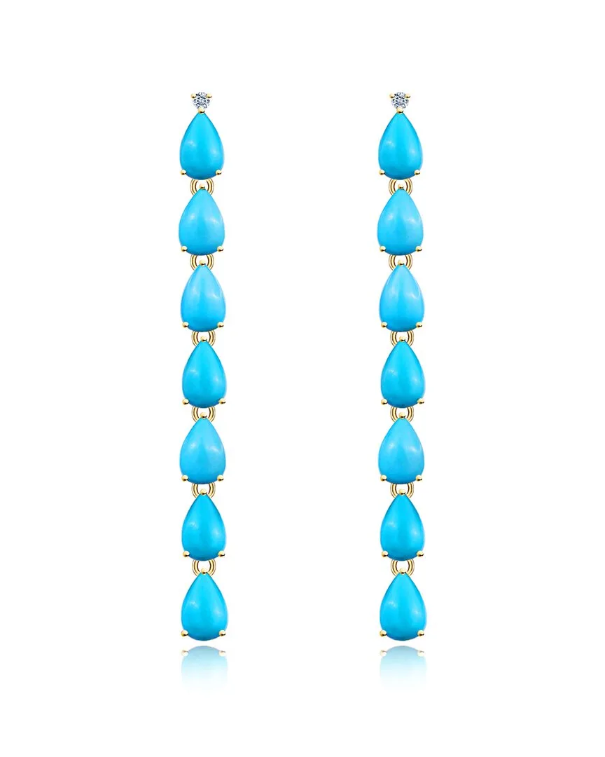 Nina Zhou Jewelry 14K 5.54 ct. tw. Diamond & Turquoise Drop Earrings by Nina