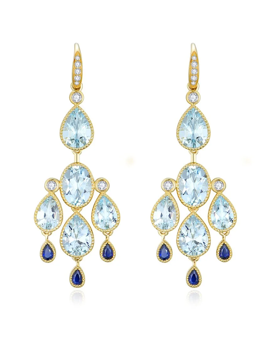 Nina Zhou Jewelry 14K 6.55 ct. tw. Diamond & Aquamarine, Sapphire Drop Earrings by Nina