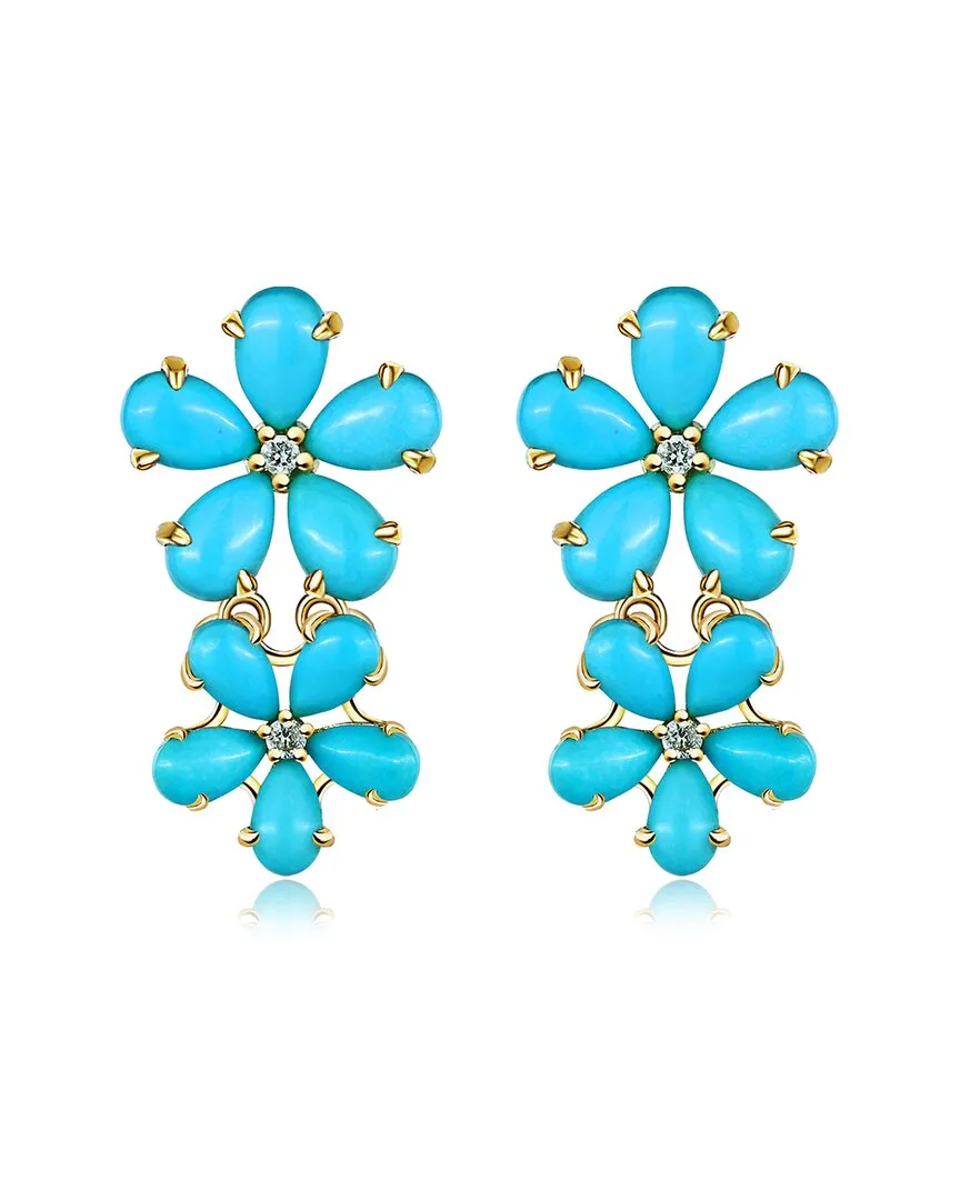 Nina Zhou Jewelry 14K 6.12 ct. tw. Diamond & Turquoise Drop Earrings by Nina