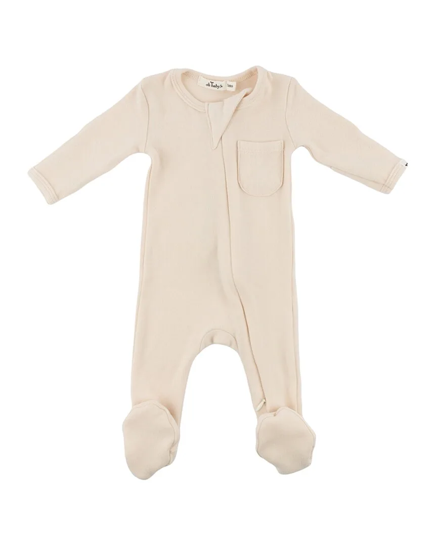 Mini Stripe Zipper Footie with Pocket by Oh Baby