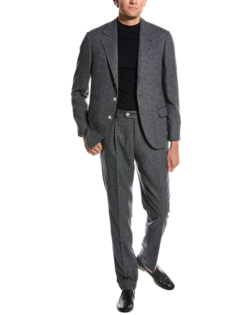 Wool, Silk & Cashmere-Blend Suit with Pleated Pant by Brunello Cucinelli