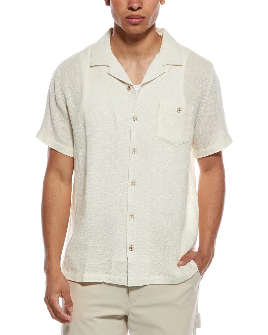 Linen-Blend Airtex Camp Shirt by Weatherproof Vintage