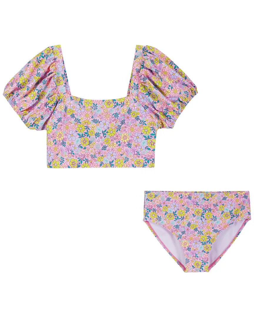 Floral Print Puff Sleeve Bikini by Andy & Evan