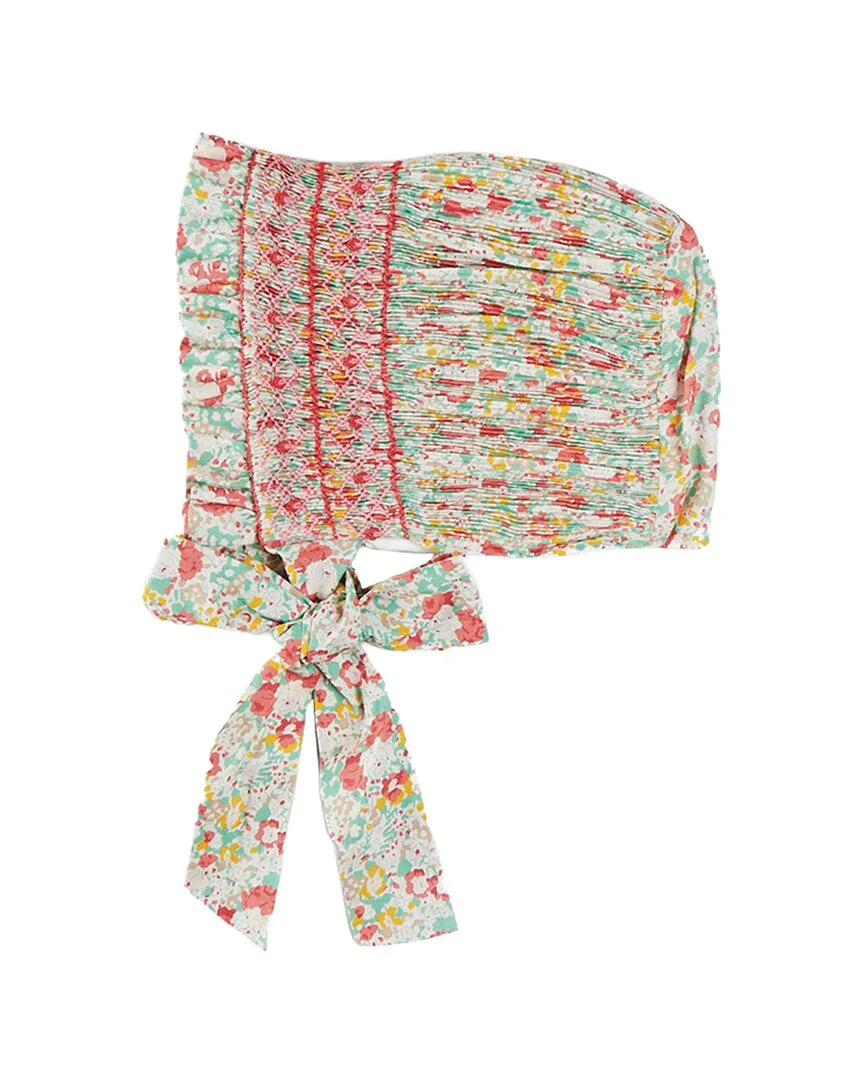 Clementine Floral Hand-Smocked Bonnet by Pepa London