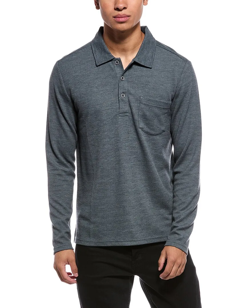 Long Sleeve Stretch Waffle Henley