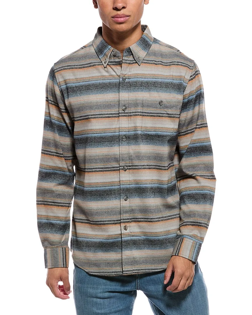 Horizontal Stripe Brushed Flannel Shirt