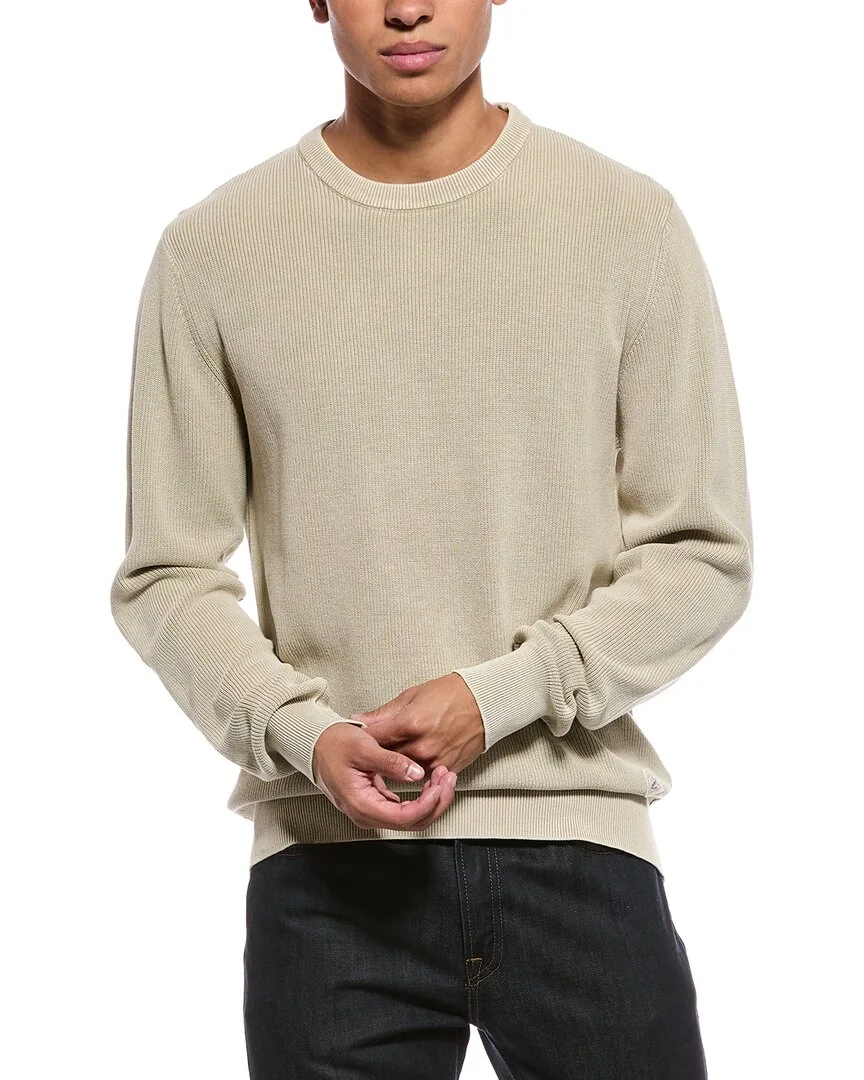 Rib Knit Stonewash Crewneck Sweater