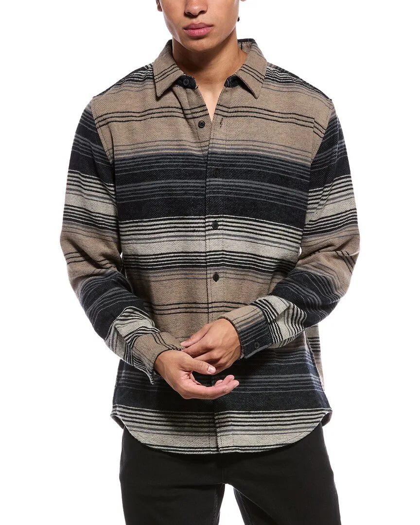 Horizontal Stripe Brushed Overshirt by Weatherproof Vintage