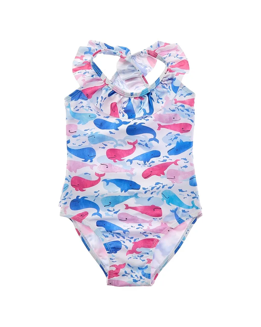 Rosy Whales Ruffle One Piece Swimsuit by Flap Happy
