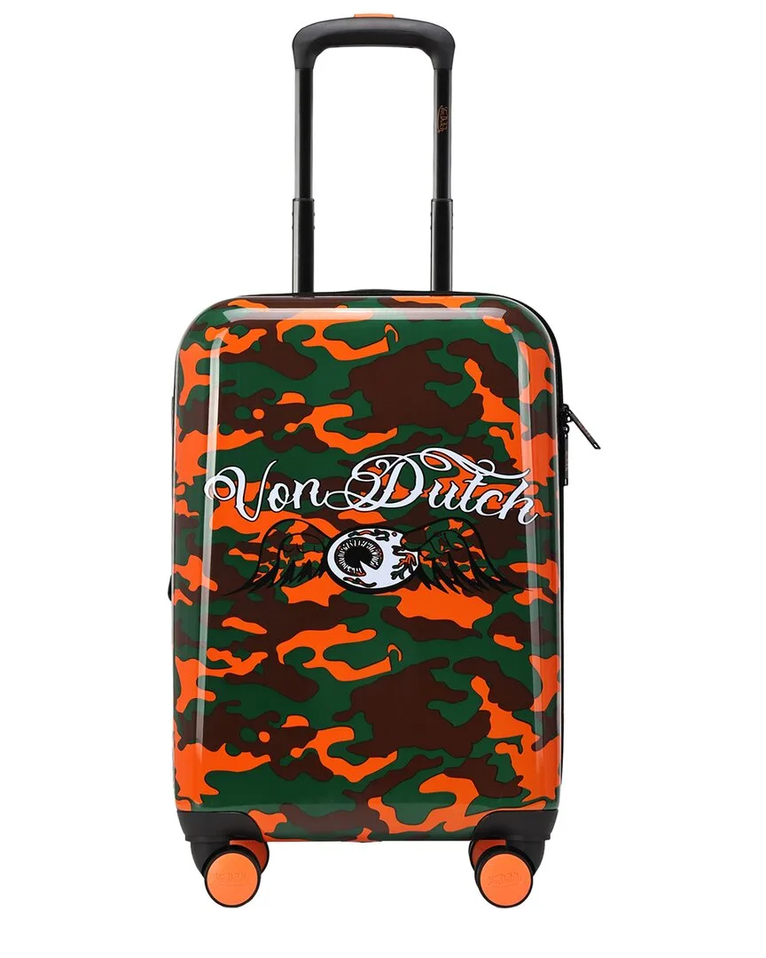 Orange Camo 20In Expandable Hardside Spinner Carry-On Suitcase by Von Dutch