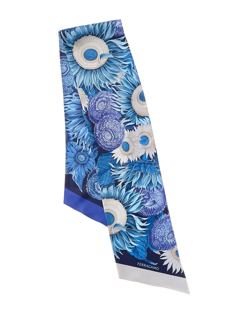 Sunflower Print Silk Scarf by Ferragamo
