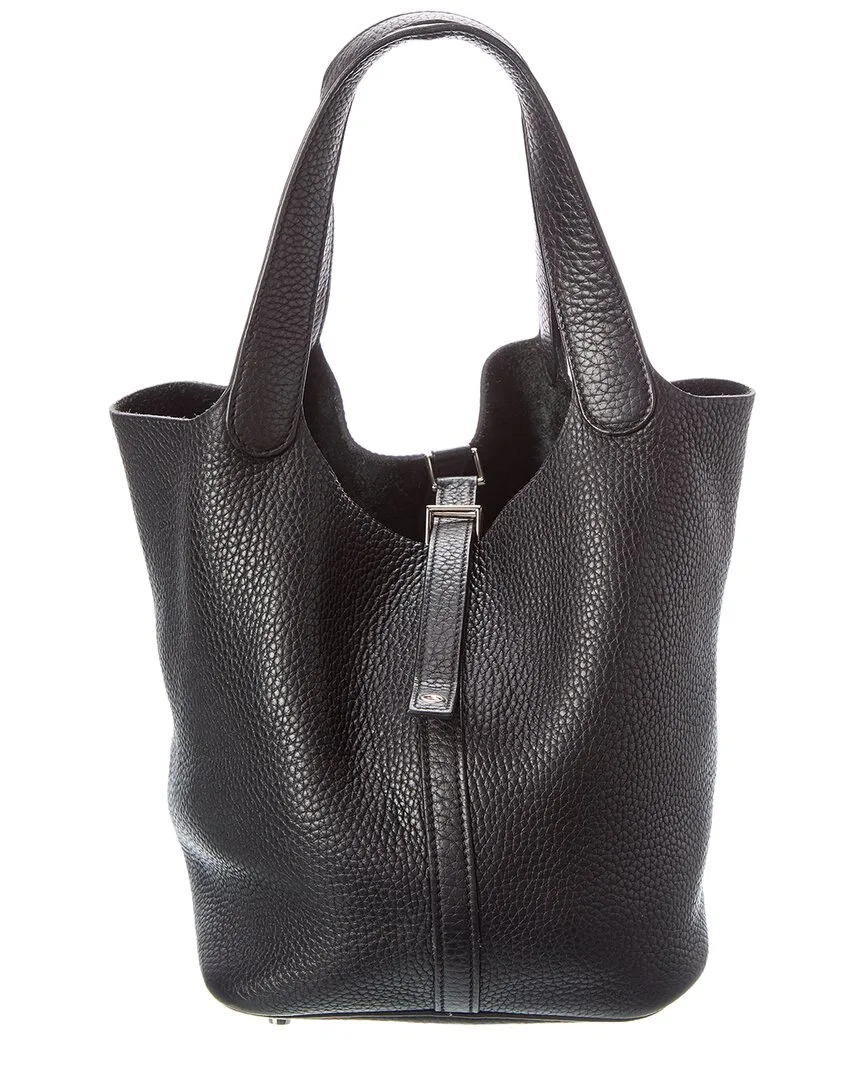 Black Taurillon Clemence Calf Leather Picotin 22 (authentic Pre-Loved) by Herms