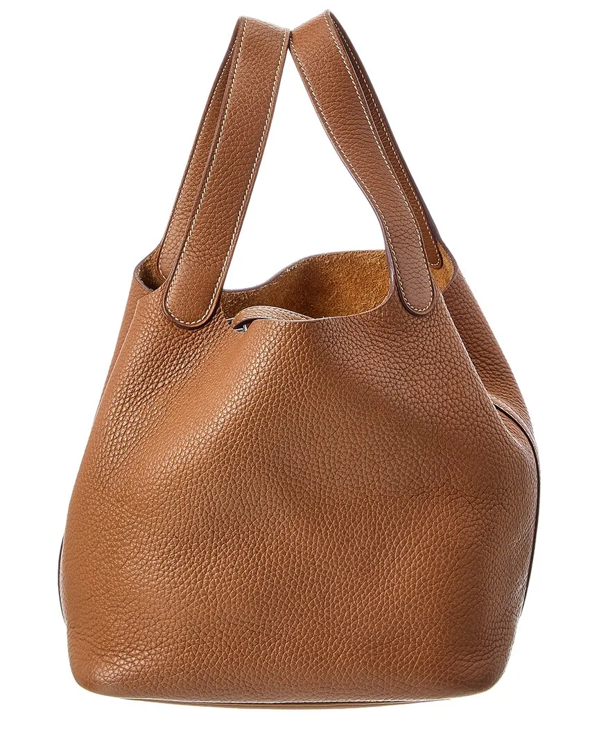 Brown Taurillon Clemence Calf Leather Picotin 22 (authentic Pre-Loved) by Herms