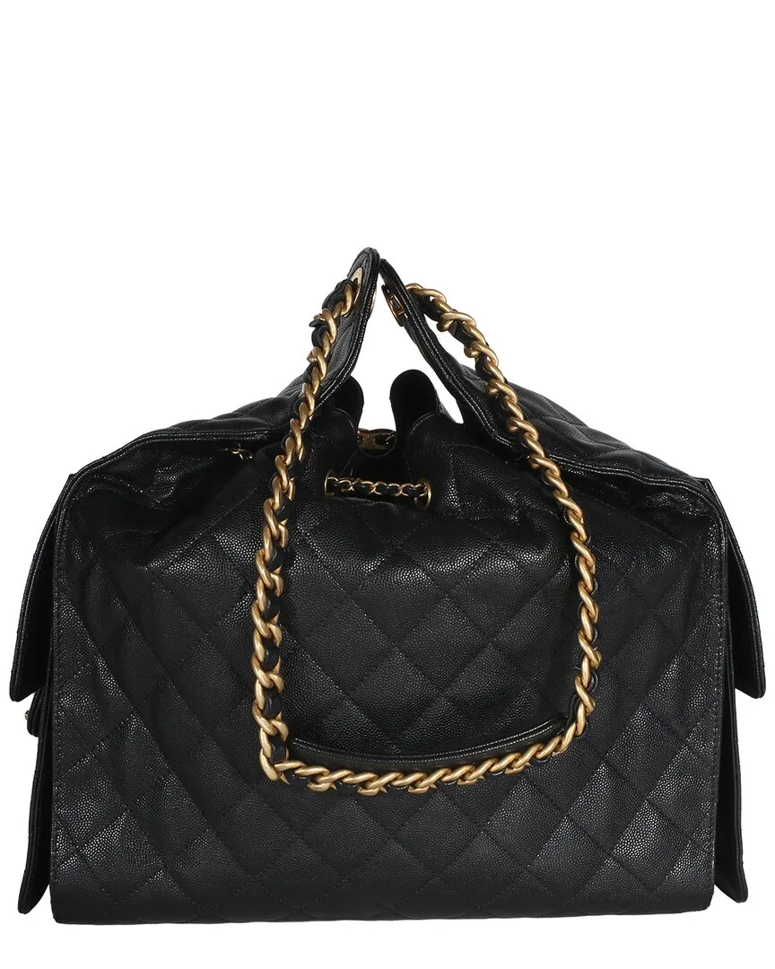 Black Quilted Caviar Leather Medium 25 Hobo (authentic Pre-Loved)