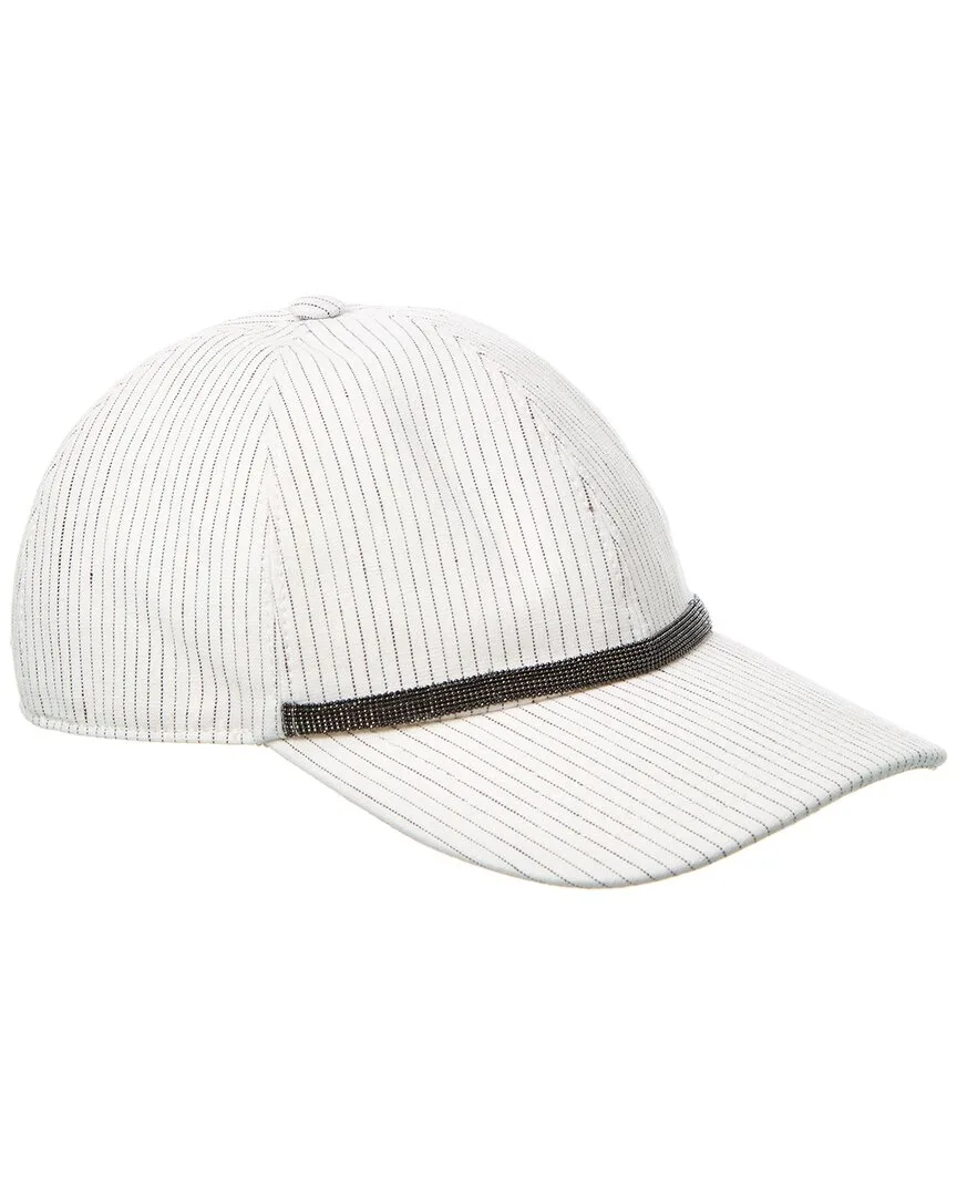 Leather-Trim Linen-Blend Cap by Brunello Cucinelli