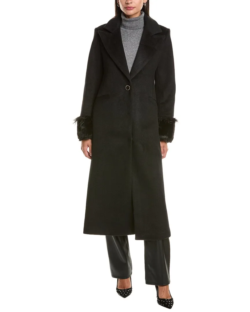 Feather Cuff Maxi Coat by CeCe