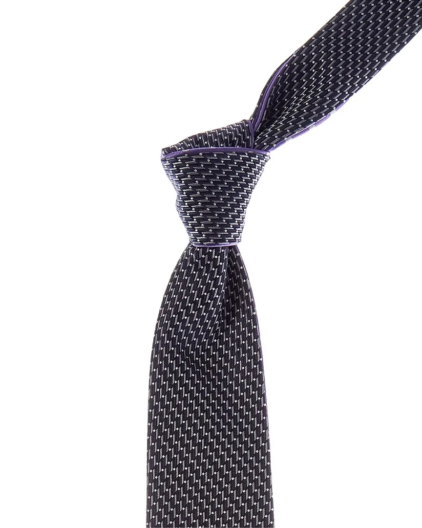 Dots/Navy Reversible Silk Tie by Canali