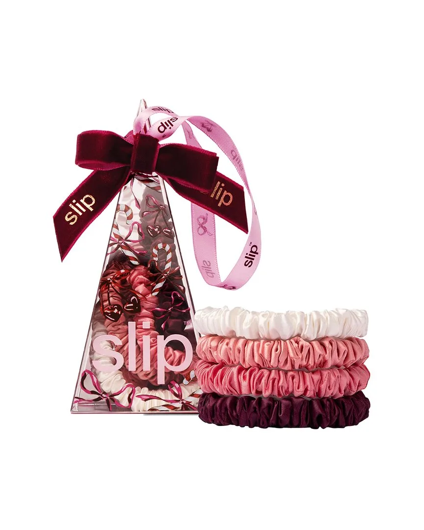 Pure Silk Skinny Scrunchie Ornament - Candy Cane - Set of 4 by Slip