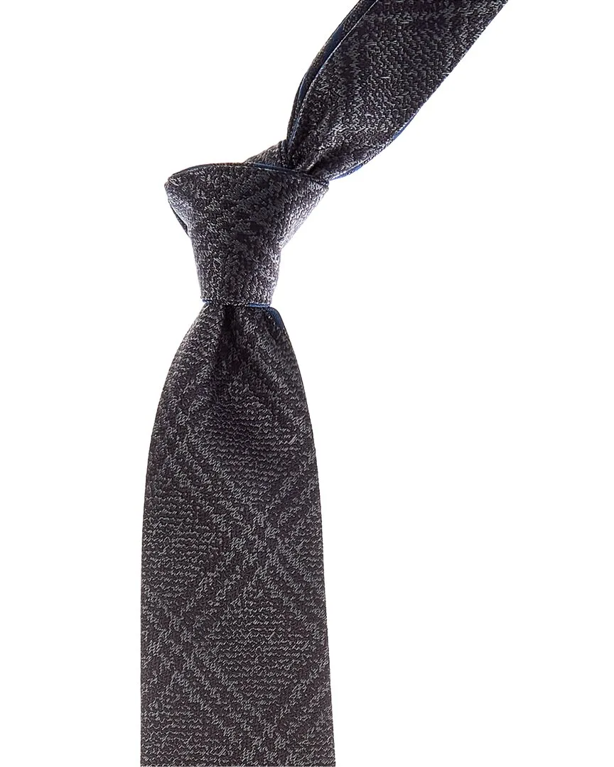 Blue & Grey Squares/Check Reversible Silk Tie by Canali