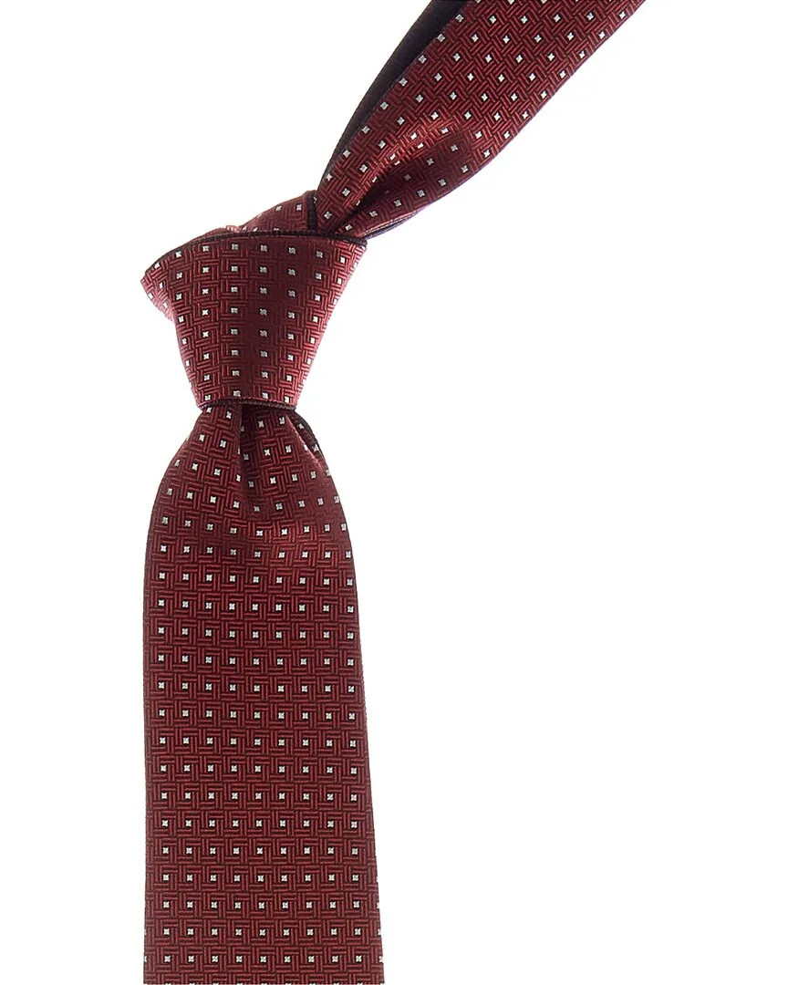 Squares/Burgundy Plaid Reversible Silk Tie by Canali