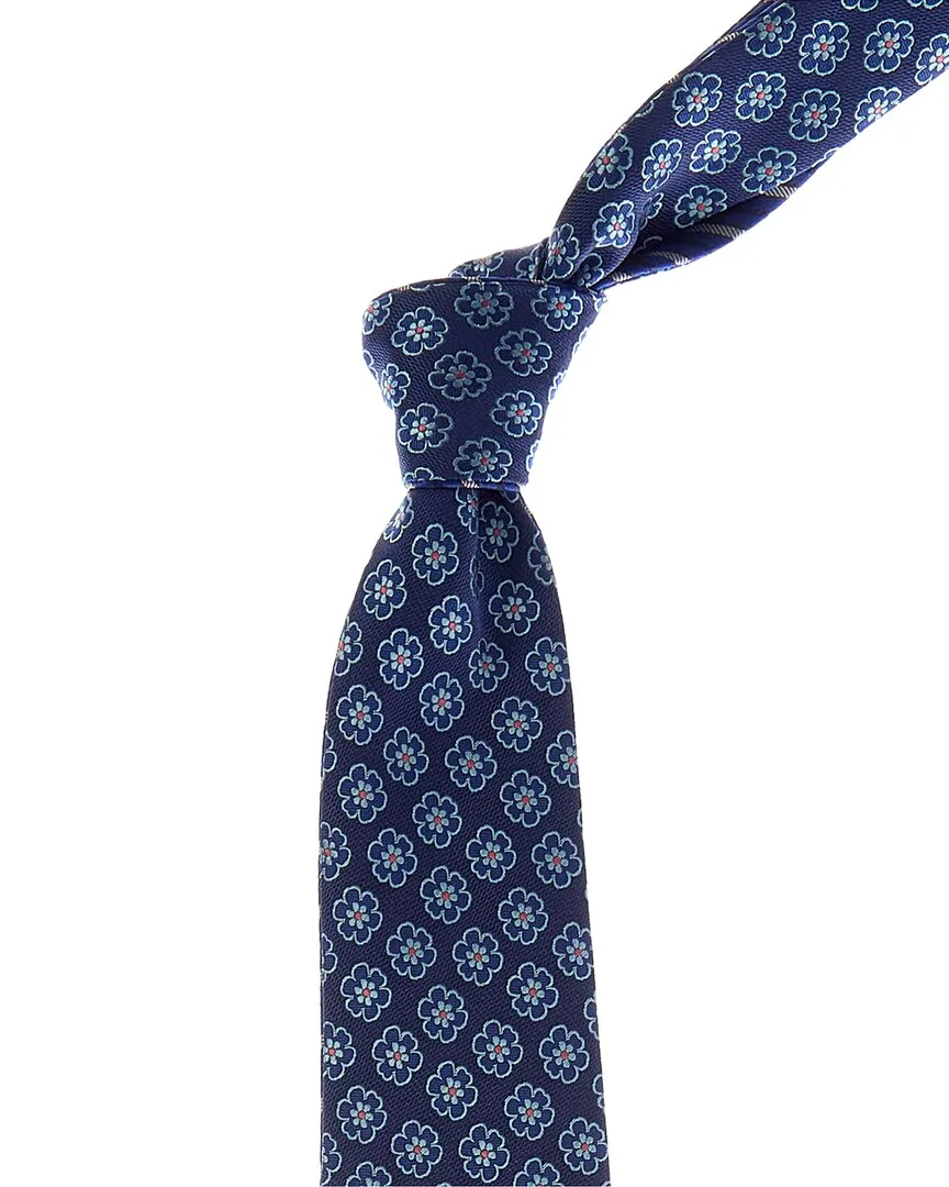 Floral/Stripe Reversible Silk Tie by Canali