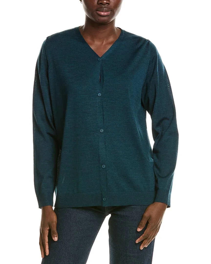 V-Neck Wool Cardigan by Eileen Fisher