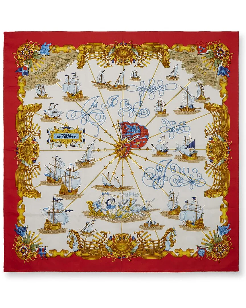 Voiles De Lumire by Joachim Metz mm Printed Silk Scarf (authentic Pre-Loved) by Herms