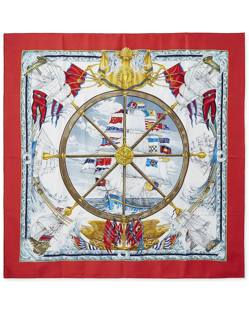 Vive Le Vent by Laurence Bourthoumieux mm Printed Silk Scarf (authentic Pre-Loved) by Herms