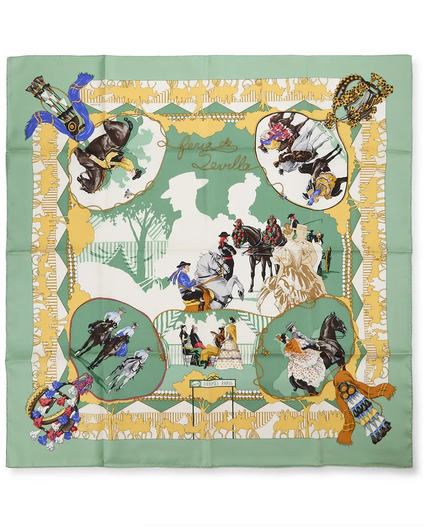 Feria De Sevilla by Hubert De Watrigant mm Printed Silk Scarf (authentic Pre-Loved) by Herms