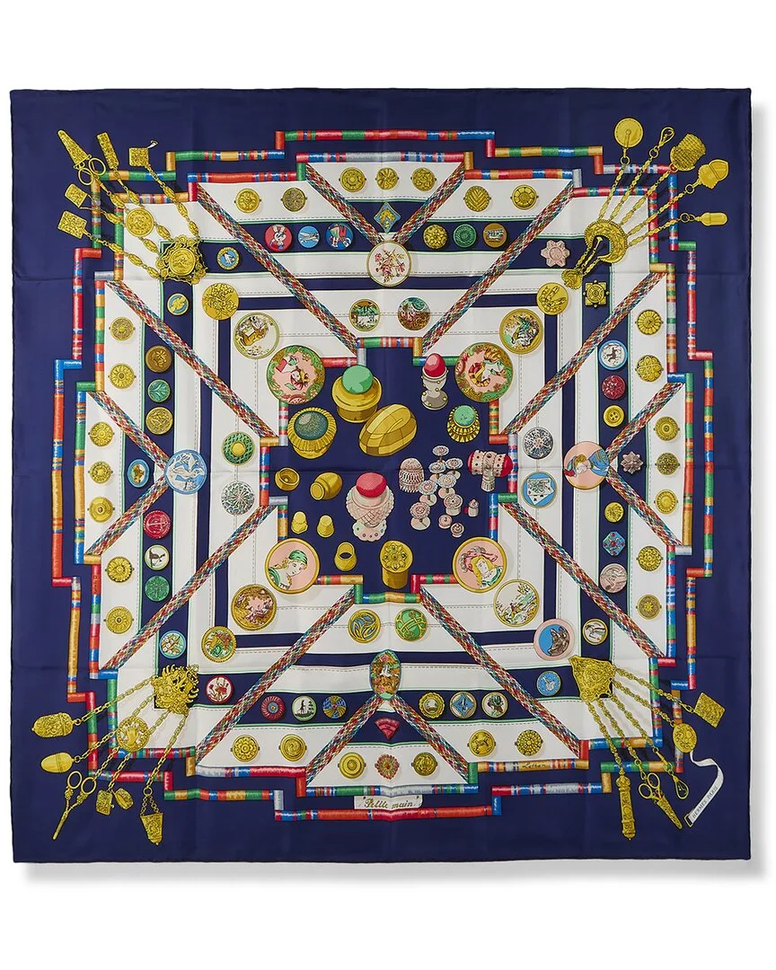 Petite Main by Caty Latham mm Printed Silk Scarf (authentic Pre-Loved) by Herms