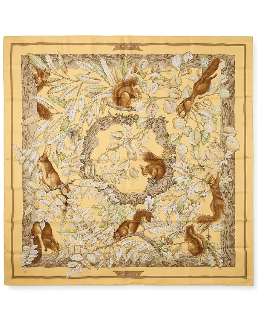 Casse Noisette by Antoine De Jacquelot mm Printed Silk Scarf (authentic Pre-Loved) by Herms