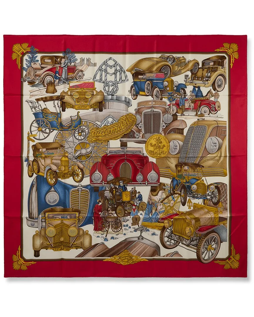 Automobile by Joachim Metz mm Printed Silk Scarf (authentic Pre-Loved) by Herms