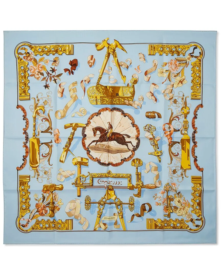Copeaux by Caty Latham mm Printed Silk Scarf (authentic Pre-Loved) by Herms