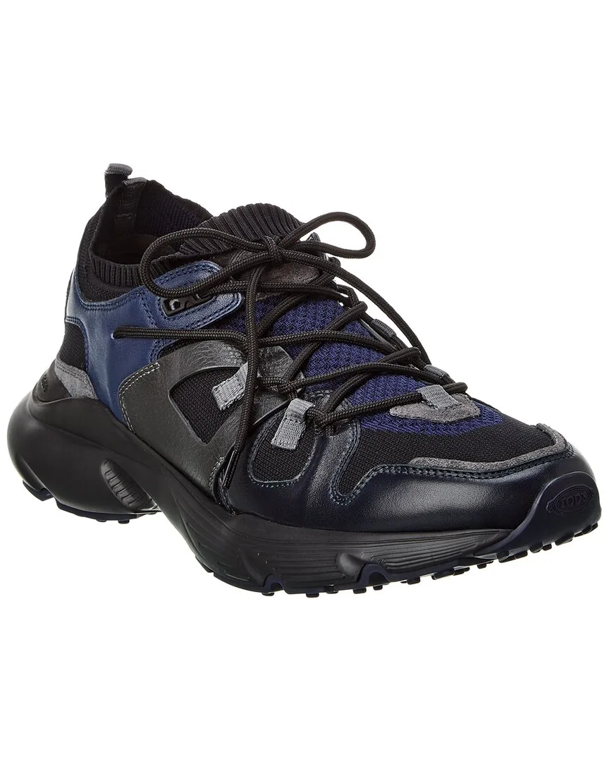 Leather & Knit Sneaker by Tod's