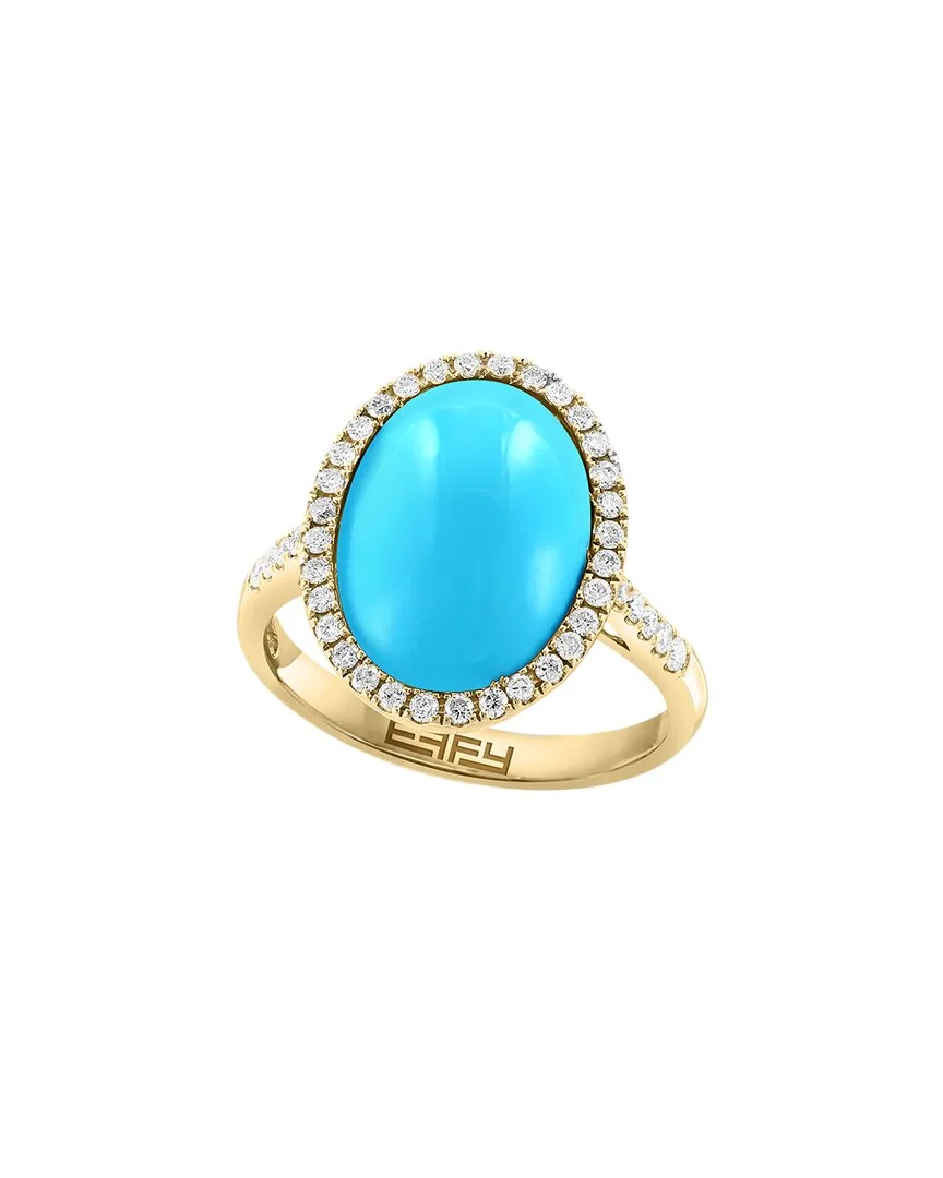 14K 4.64 ct. tw. Diamond & Turquoise Ring by Effy Fine Jewelry