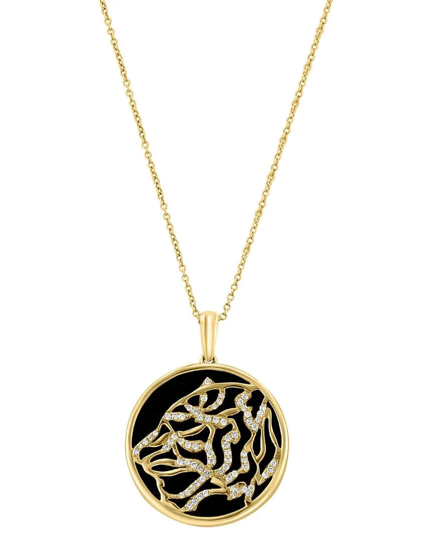 14K 13.57 ct. tw. Diamond & Onyx Necklace by Effy Fine Jewelry